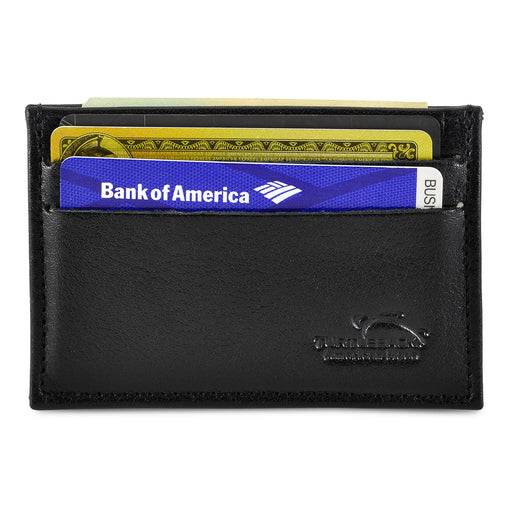 Front Pocket Wallet Minimalist Slim Card Holder with RFID Blocking Thin Genuine Leather